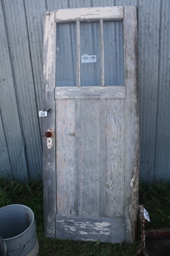 wooden door w/ 3 glass pane windows