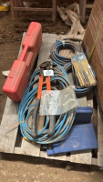 Assortment of air hose, sockets, dent puller