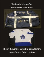 Winnipeg Jets Hockey Bag & Toronto Maple Leafs Jersey