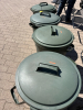 4 rubbermade garbage cans