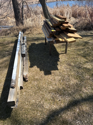Small pieces of lumber and 4x4s