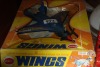 antique toy plane, light fixture, tins - 2