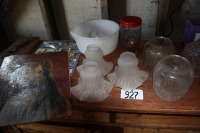 Assortment of lampshades, puzzles etc.