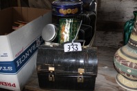 assortment of vintage tins & lunch kit