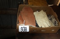 2 boxes of leather gloves & mitts (some new)