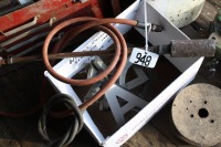 metal sign letters, propane torch, tire irons & bars