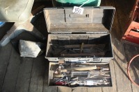 plastic tool box w/screwdrivers, wrenches, files