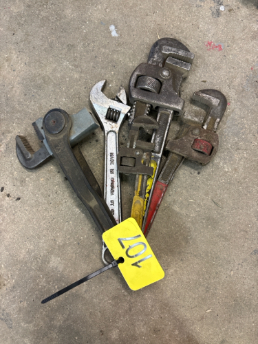 Assortment of pipe wrenches