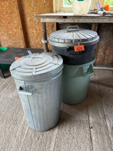 Assortment of garbage cans
