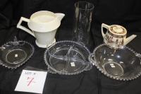 gravy boat, candlewick dishes, teapot