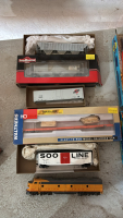 1 toy train engine, 5 train cars