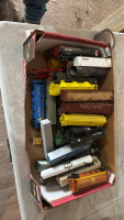 Assortment of train cars and parts