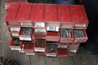 shop organizer w/ misc new & used nuts, bolts, washers