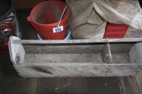grain bags, buckets, wooden tool box