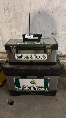 2 assorted toolboxes