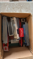Assortment of train cars and parts
