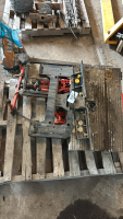 Assortment of sawhorses, router table