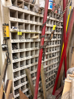 Bolt bin with fine thread bolts and carriage head bolts
