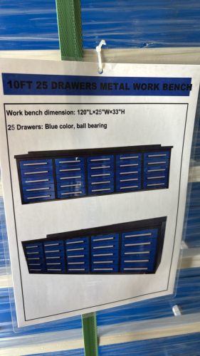 10&rsquo; work bench (25 drawer)