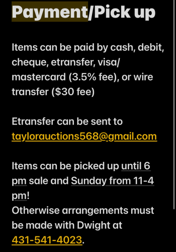 Payment/Pick up