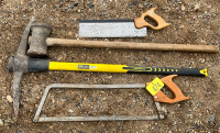 Two size sledgehammer, and pickax