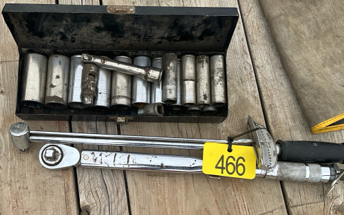 Two torque wrenches and assorted sockets
