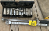 Two torque wrenches and assorted sockets