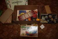 box of games (monopoly, star wars, backgammon, etc.)