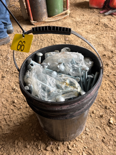 Pail of New carriage bolts