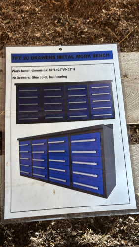 7&rsquo; 20 drawer metal work bench