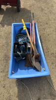 Assorted tools and cattle supplies