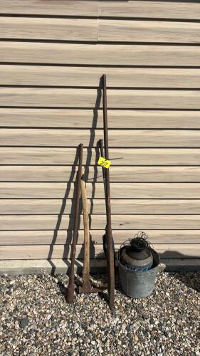 Assorted bars and pick axe