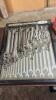 Assorted flat wrenches, organizer