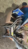 Assorted woodworking supplies, mirrors, hardware