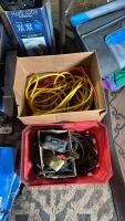 Assorted extension cords, shop supplies