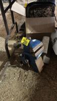 2-Bench vises, beam scale, piece railroad iron