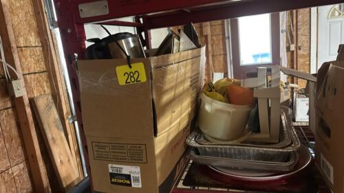 Pans and assorted kitchen supplies