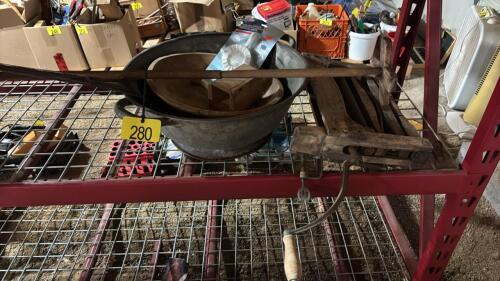 Antique bread bowl and clothes ringer
