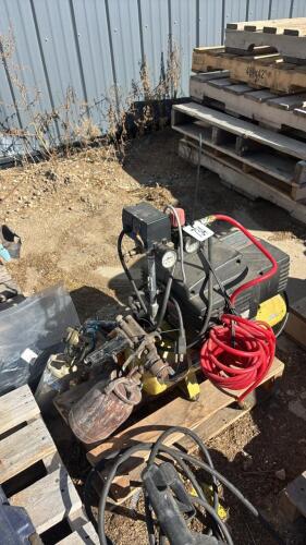 Air compressor with paint sprayers and air stapler