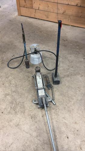 Floor jack/ large dead blow hammer/ tiger torch/ large pin
