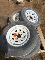 4- 205/75R15 tires and 5 bolt rims