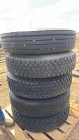 5-11R 22.5 tires on steel rims stud piloted