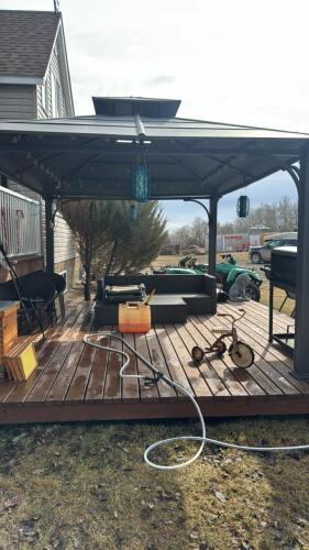 10&rsquo;x12&rsquo; metal gazebo and 14&rsquo;x16&rsquo; treated deck contents not included