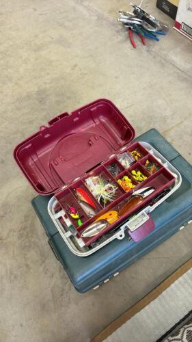 4 water jugs, tackle boxes,