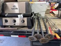 Broil king camper bar b q, stabilizers, wiener sticks etc