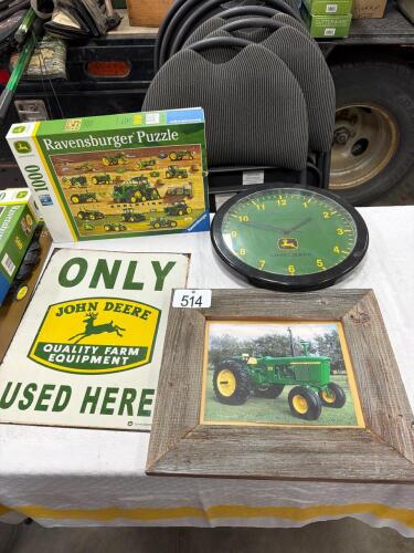 JD sign puzzle clock and framed picture