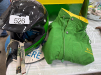 JD collectibles (ladies JD purse, JD helmet, JD XL jacket)