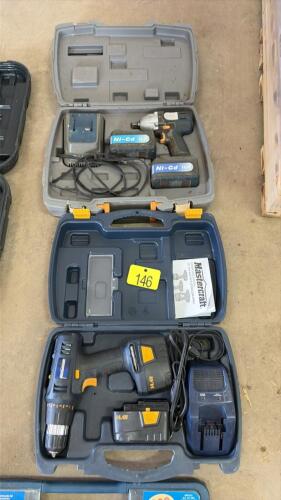 Mastercraft drill, 2 batteries, charger, half inch impact