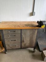 Wooden top tool box w/vise