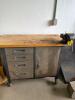 Wooden top tool box w/vise